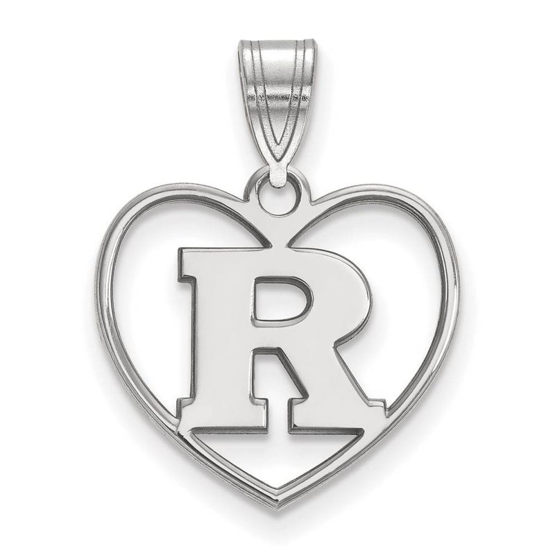 Sterling Silver Rutgers Initial R Heart Pendant